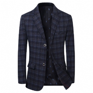 2023 Blazere Til Mænd Casual Plaid Slim Fit Enkeltradede To Knapper