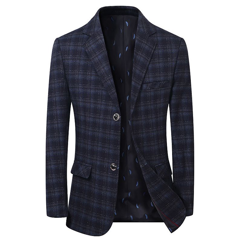 2023 Blazere Til Mænd Casual Plaid Slim Fit Enkeltradede To Knapper