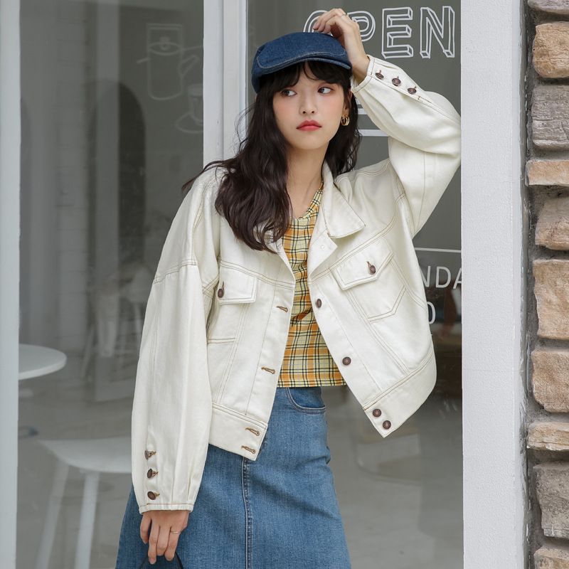 2023 Dame Casual Jacket Loose Cropped Denimjakke