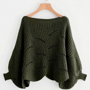 2023 Efterår Ny Langærmet Løs Hul Hæklet Pullover Sweater Mode Udenlandsk Stil Varmt Sjal Kvinder