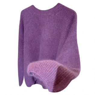 2023 Efterår Og Vinter Ny Rundhalset Lys Silkestrikket Sweater Løs Pullover Kvinder