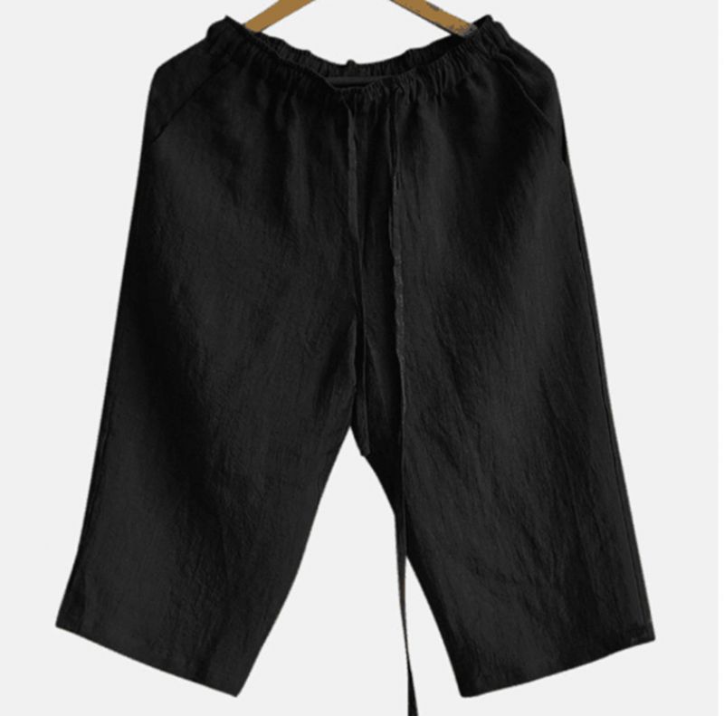 2023 Herre Bomuld Linned Casual Shorts Sommer Løs Åndbar