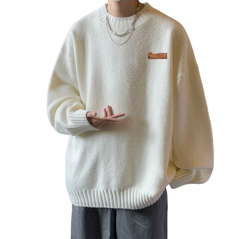 2023 Herre Sweater Med Rund Hals Løs Indvendig Trendy Tyk