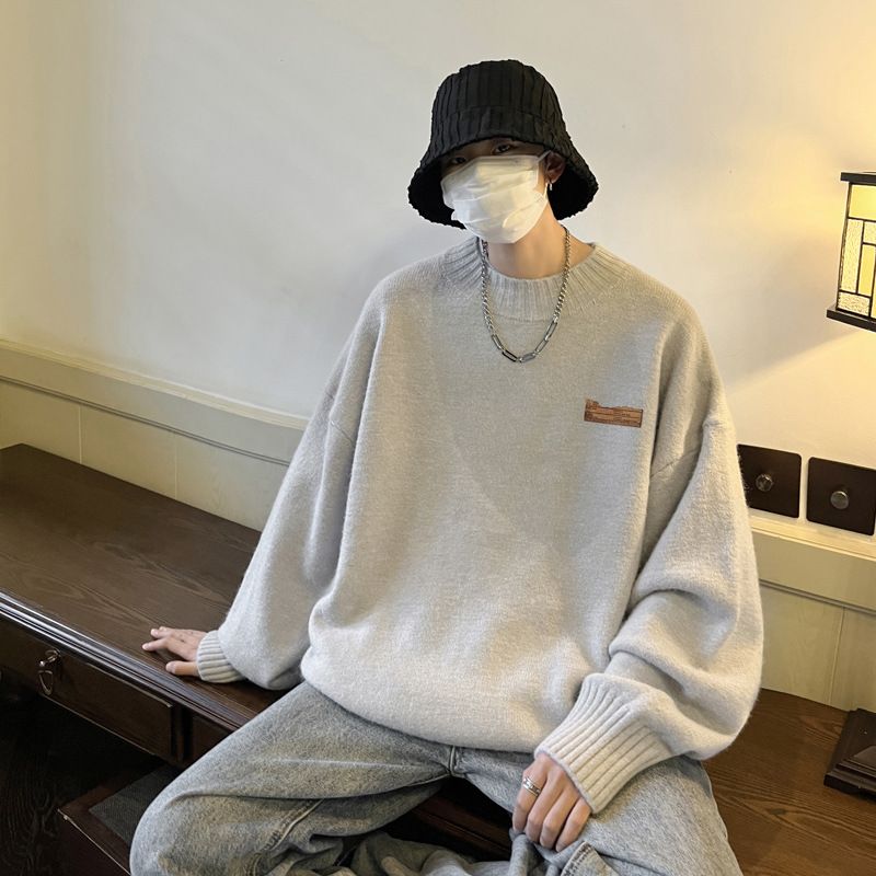 2023 Herre Sweater Med Rund Hals Løs Indvendig Trendy Tyk