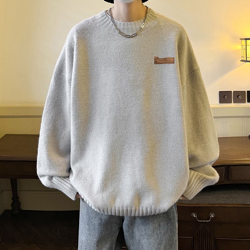 2023 Herre Sweater Med Rund Hals Løs Indvendig Trendy Tyk