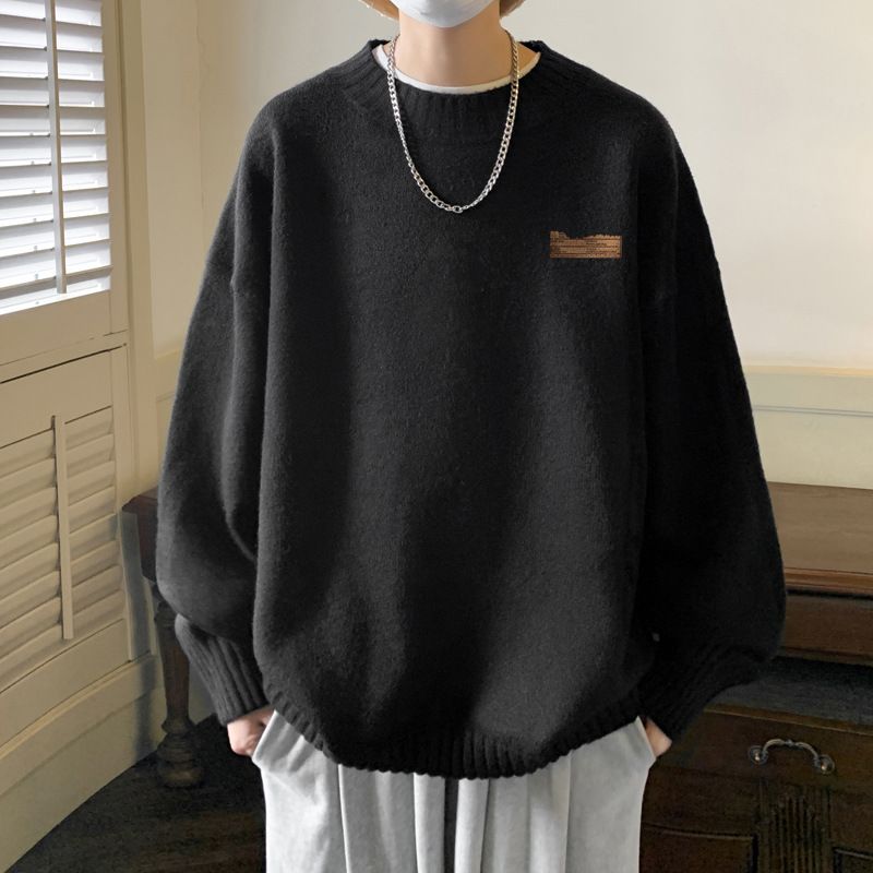 2023 Herre Sweater Med Rund Hals Løs Indvendig Trendy Tyk