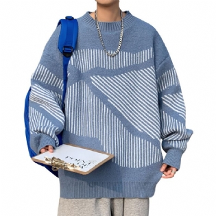 2023 Herre Sweater Trend Fortykket Løs Trendy Stribet