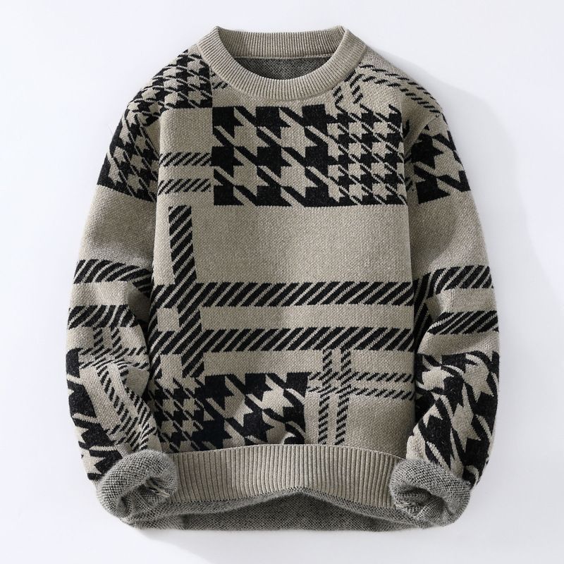 2023 Herresweater Fortykket Halv Rullekraveprintet Bundskjorte Varm Trendy Sweater