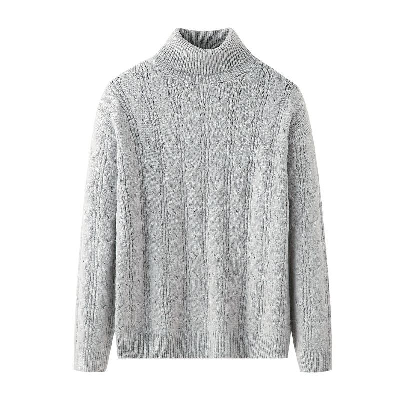 2023 Jacquard Texture Trend Løs Strikket Sweater Rullekrave Varm