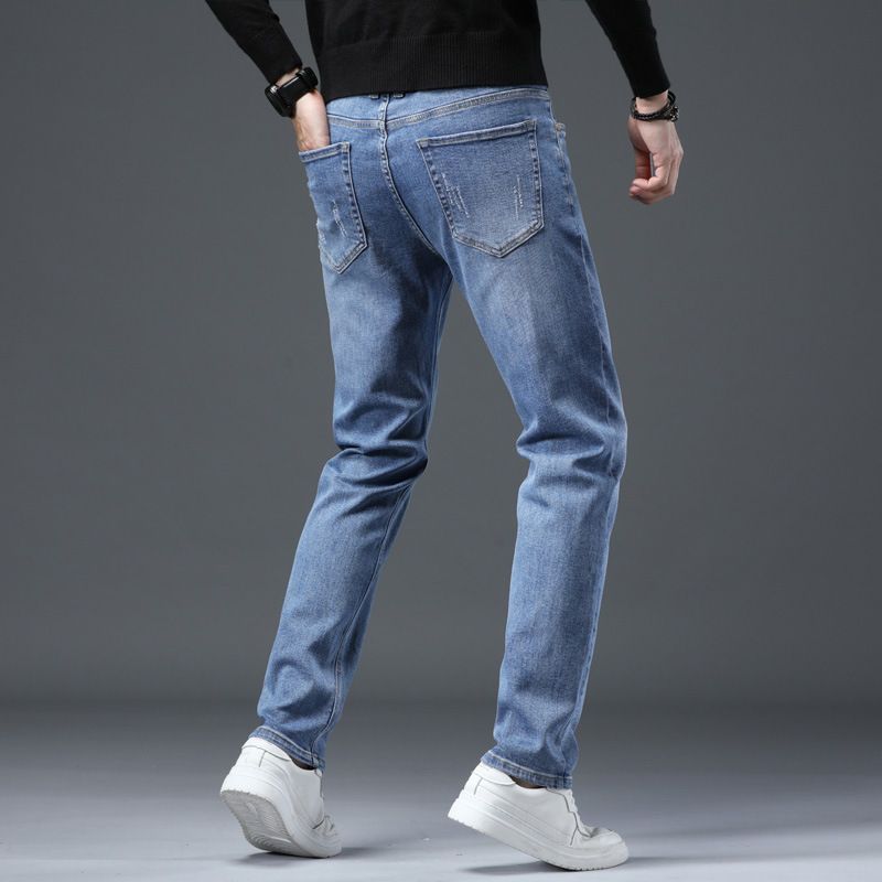 2023 Lys Farve Tynde Jeans Til Mænd Stretch Slim Fit Lige Mode Casual