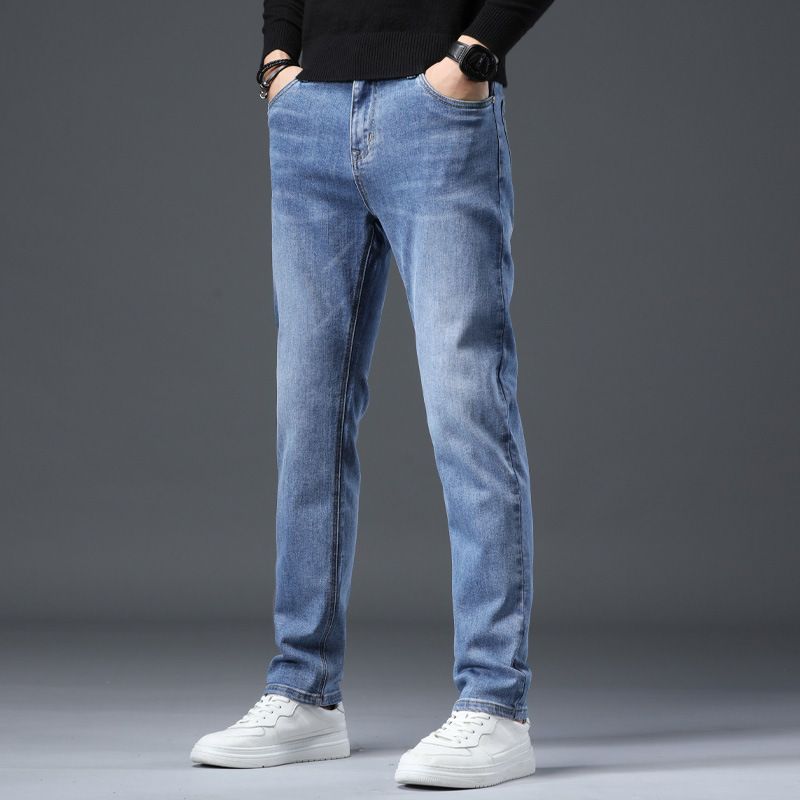 2023 Lys Farve Tynde Jeans Til Mænd Stretch Slim Fit Lige Mode Casual