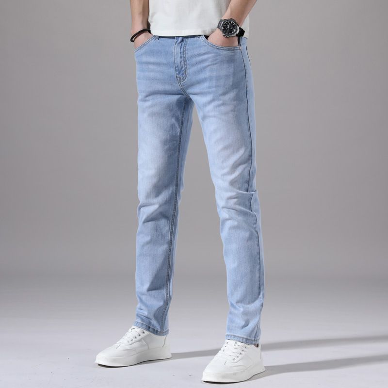 2023 Lys Farve Tynde Jeans Til Mænd Stretch Slim Fit Lige Mode Casual