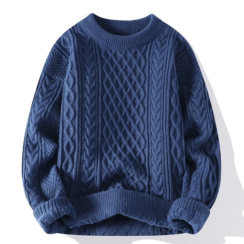 2023 Mode Trend Ensfarvet Pullover Sweater Mand Smuk Løs Afslappet Frakke