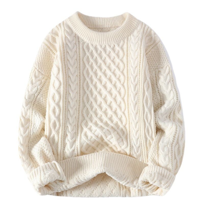 2023 Mode Trend Ensfarvet Pullover Sweater Mand Smuk Løs Afslappet Frakke