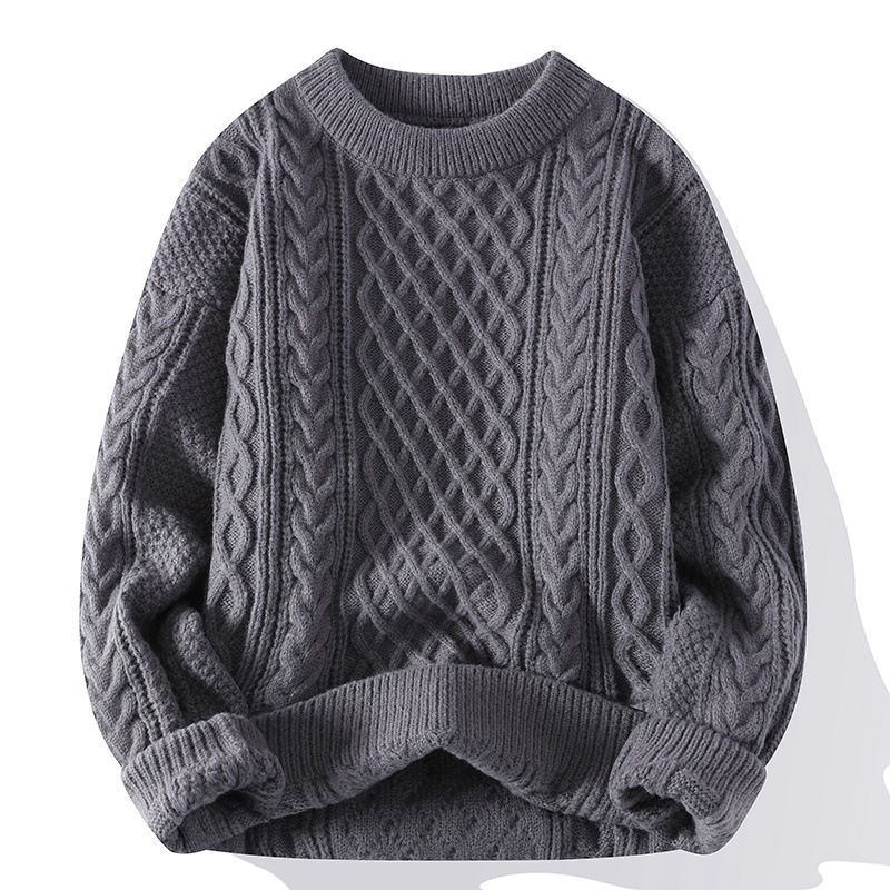 2023 Mode Trend Ensfarvet Pullover Sweater Mand Smuk Løs Afslappet Frakke