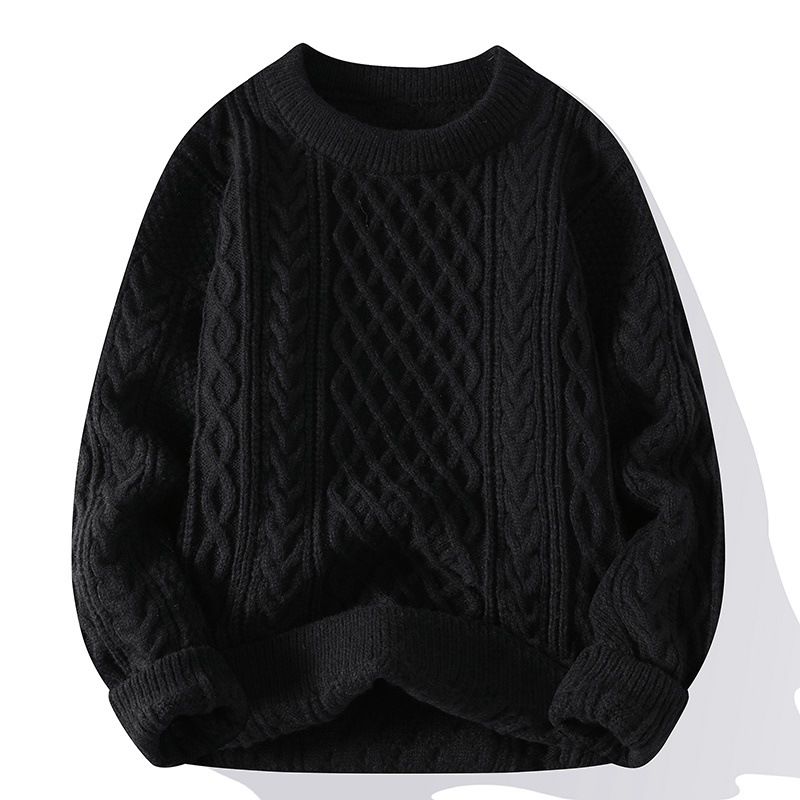 2023 Mode Trend Ensfarvet Pullover Sweater Mand Smuk Løs Afslappet Frakke