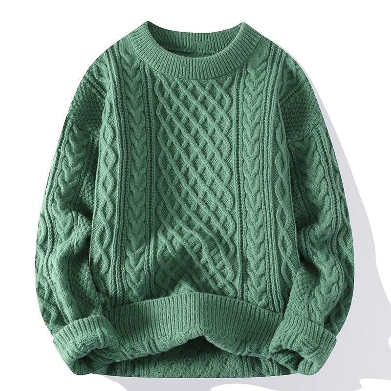 2023 Mode Trend Ensfarvet Pullover Sweater Mand Smuk Løs Afslappet Frakke