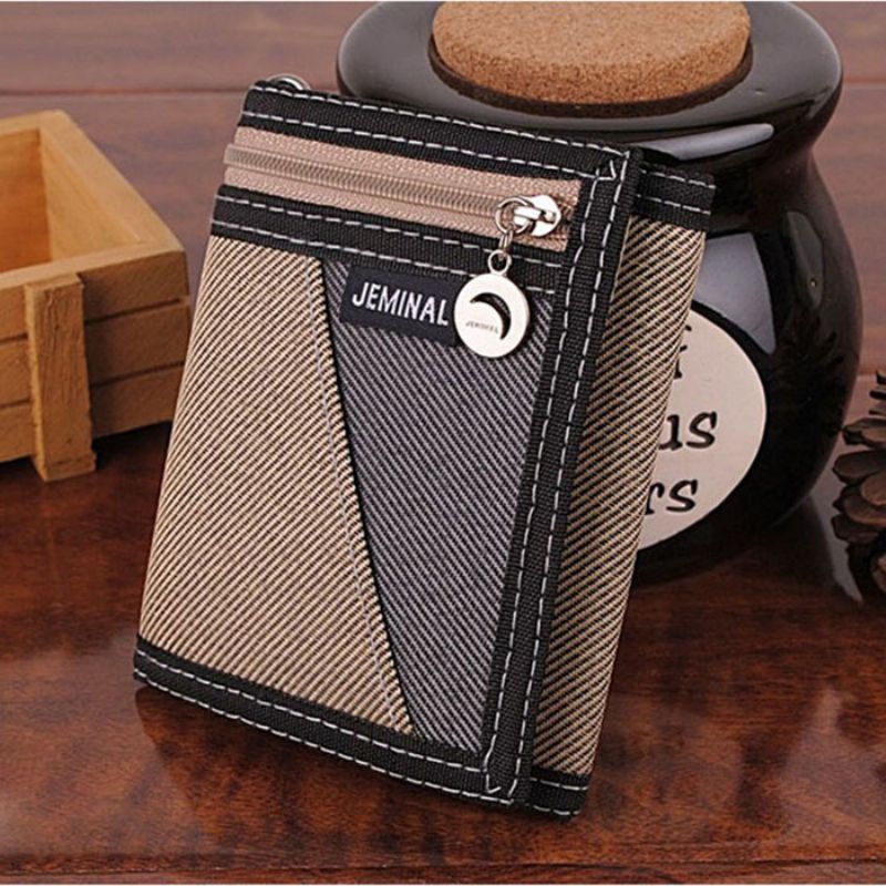 2023 New Retro Short Jamie Road Canvas Wallet Mænd Trifold Student Stof