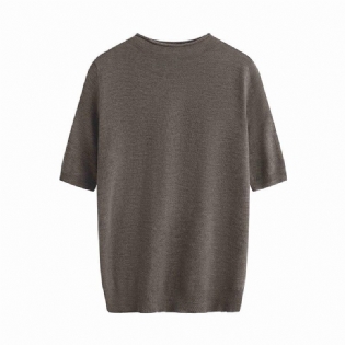 2023 Ny Forår Halvhøj Krave Mellemærmet Uldtrøje Strikket Sweater Til Kvinder Tyndt Snit Slim Fit Indvendig Skjorte Med Fem Kvart Ærmer