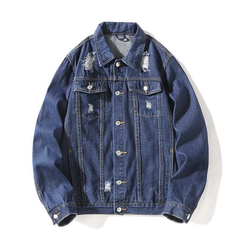 2023 Ripped Denim Jakke Mænd Lys Farve Trend Overtøj