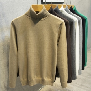 2023 Rullekrave Sweater Langærmet Herre Trend Ensfarvet Slim Fit