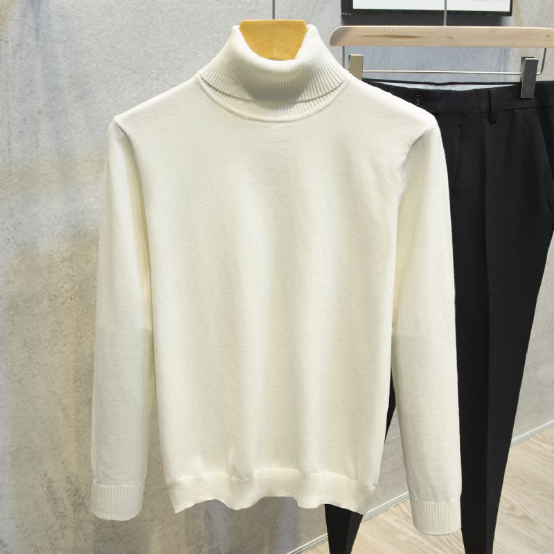 2023 Rullekrave Sweater Langærmet Herre Trend Ensfarvet Slim Fit