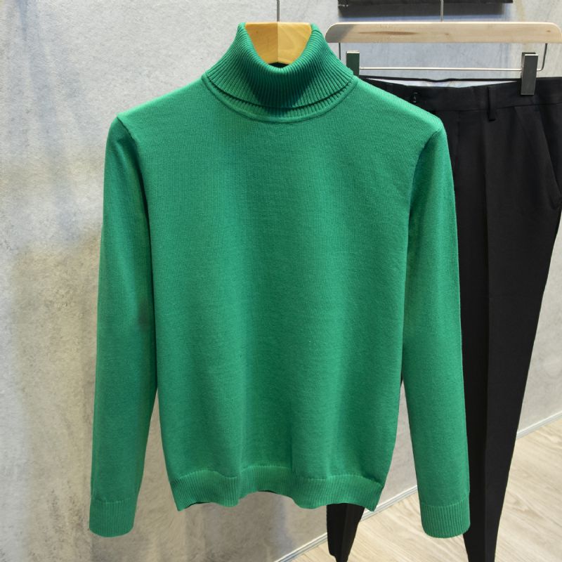 2023 Rullekrave Sweater Langærmet Herre Trend Ensfarvet Slim Fit