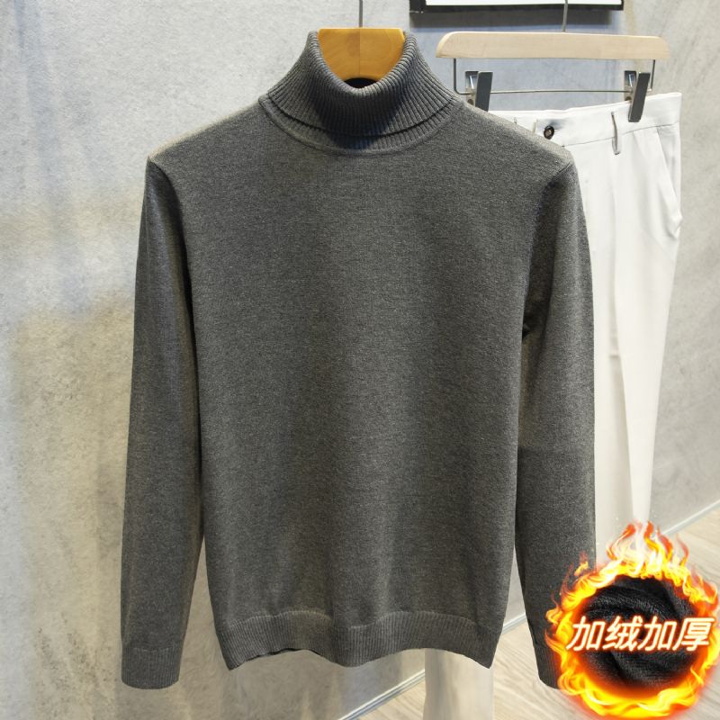 2023 Rullekrave Sweater Langærmet Herre Trend Ensfarvet Slim Fit