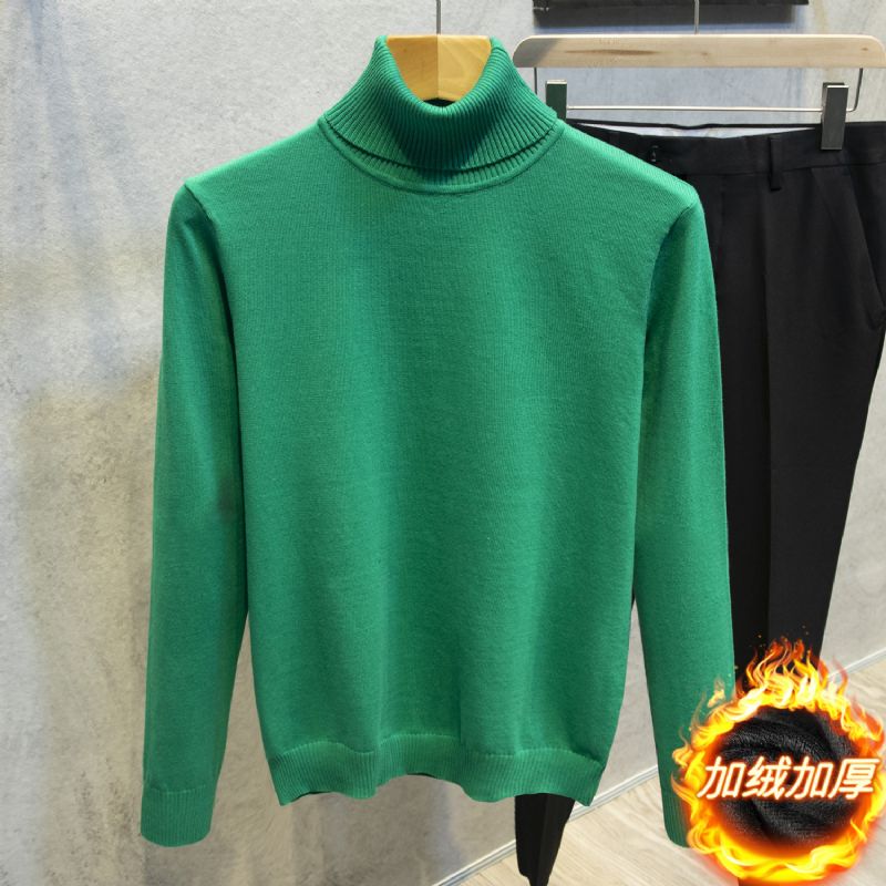 2023 Rullekrave Sweater Langærmet Herre Trend Ensfarvet Slim Fit