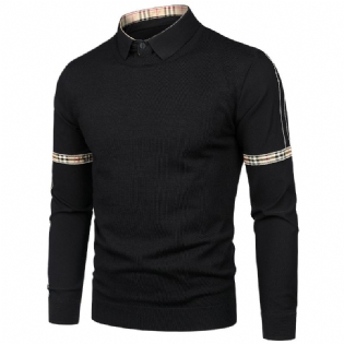 2023 Slim Fit Mænds Sweater Falsk Todelt Skjortekrave Strik