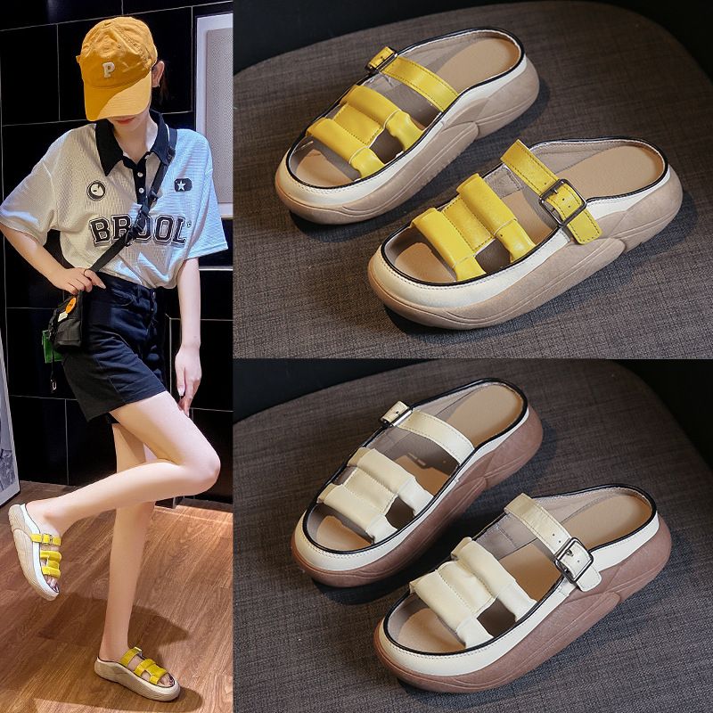 2023 Sommer Nye Slip-on Sandaler Dame Platform Hjemmesko Retro Casual Strandsko