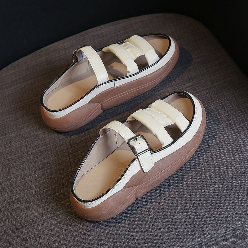 2023 Sommer Nye Slip-on Sandaler Dame Platform Hjemmesko Retro Casual Strandsko