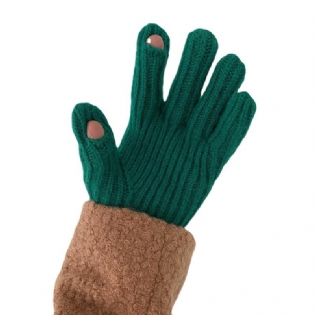 22 Nye Vinterstrikkede Ensfarvede Handsker Til Mænd Og Kvinder Med Varmt Hul Med Fingerberøringsskærm Uldhandsker