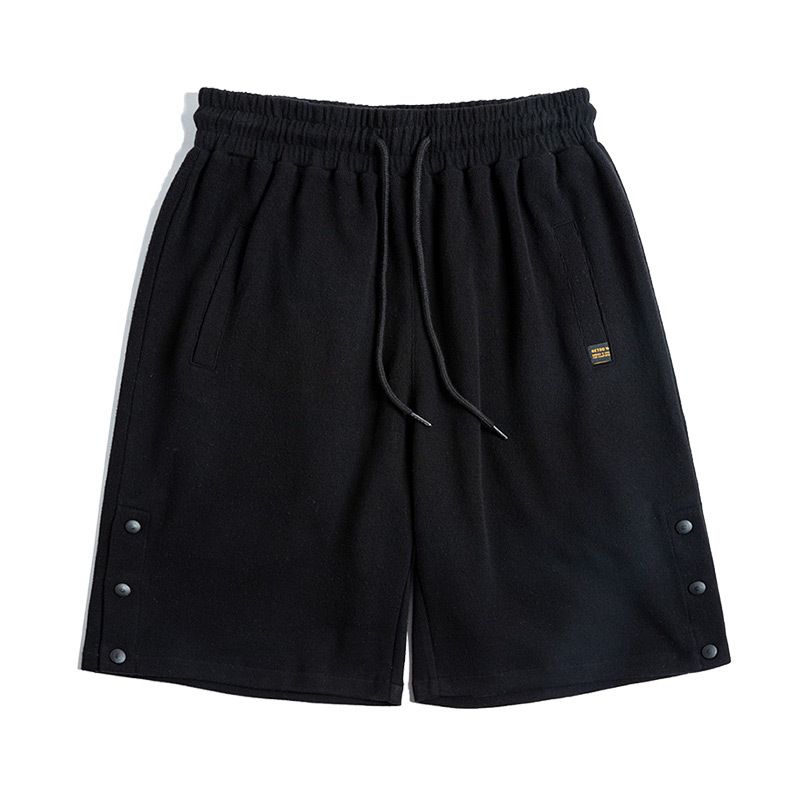 Arbejdstøj Retro Loose Knit Sweat Shorts Sort Side Breasted Five Points