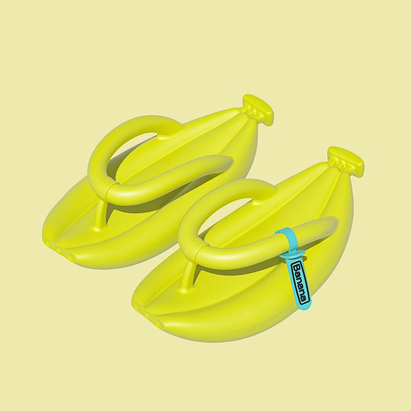 Bananflip-flops Med Tyk Sål Herremodetrend Par Strandsandaler Hjemmesko Dame Sommer