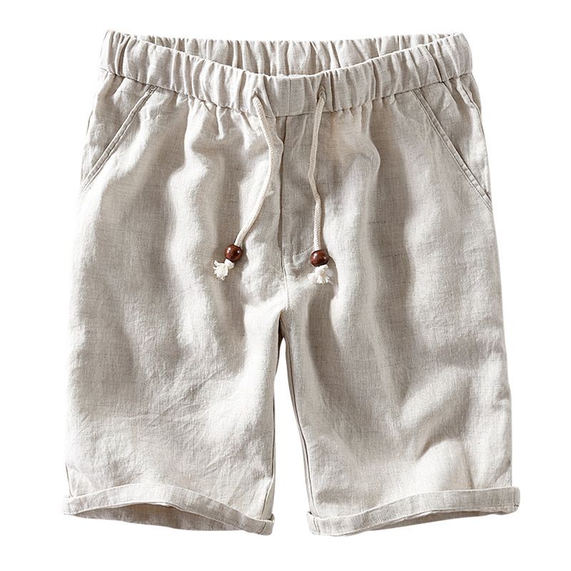 Beach Pure Linned Herreshorts Løse Casual Elastisk Linning Beskåret