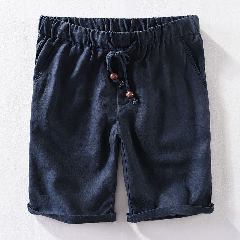 Beach Pure Linned Herreshorts Løse Casual Elastisk Linning Beskåret