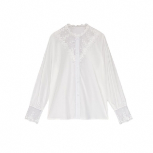 Blonde Dameskjorte Indre Top Chiffon Patchworkskjorte