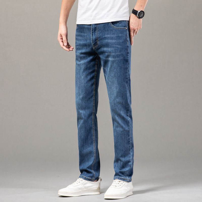 Bomuld Jeans Straight Stretch Bukser Casual Slim Fit