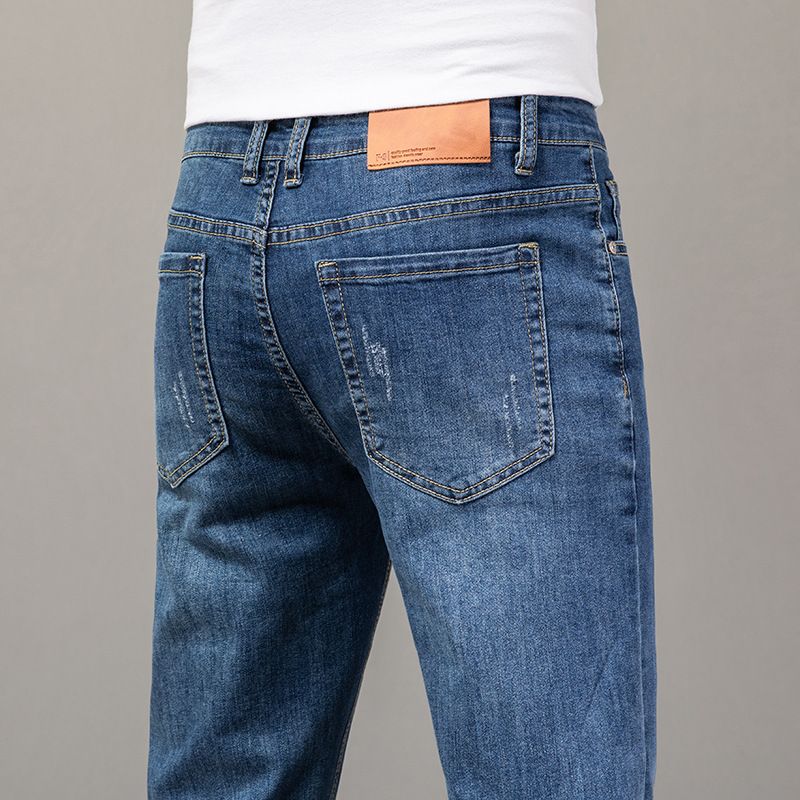 Bomuld Jeans Straight Stretch Bukser Casual Slim Fit