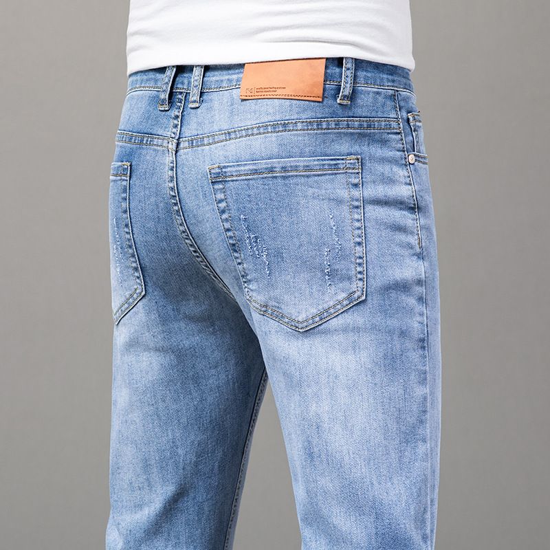 Bomuld Jeans Straight Stretch Bukser Casual Slim Fit