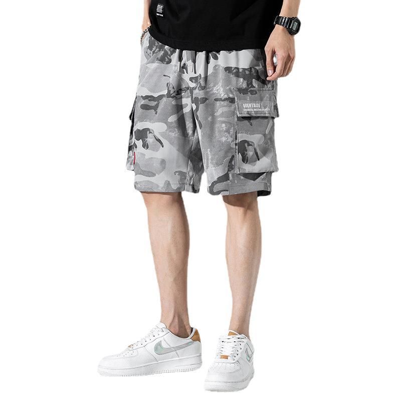 Camouflage Casual Cargo Shorts Mænd Løs Lige Strand