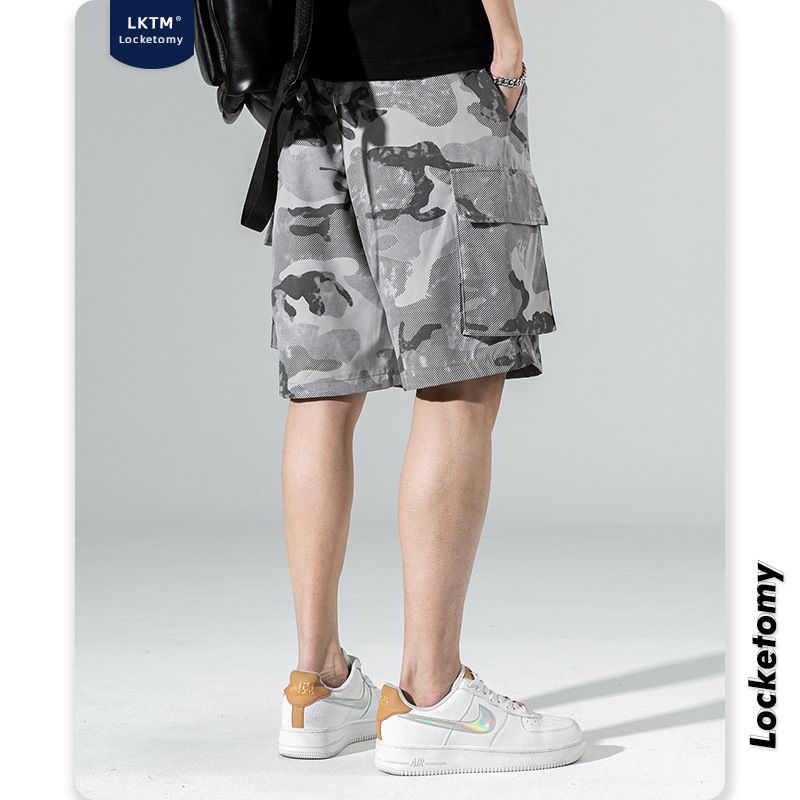 Camouflage Casual Cargo Shorts Mænd Løs Lige Strand