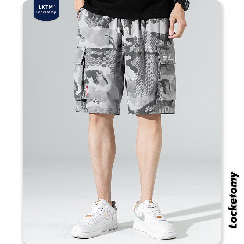 Camouflage Casual Cargo Shorts Mænd Løs Lige Strand