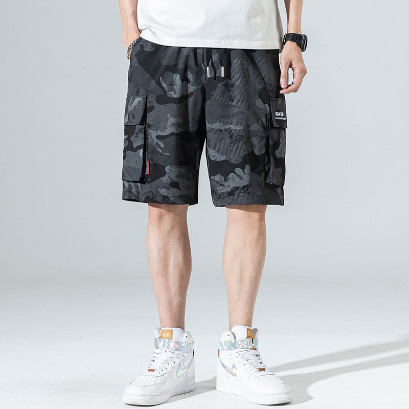 Camouflage Casual Cargo Shorts Mænd Løs Lige Strand