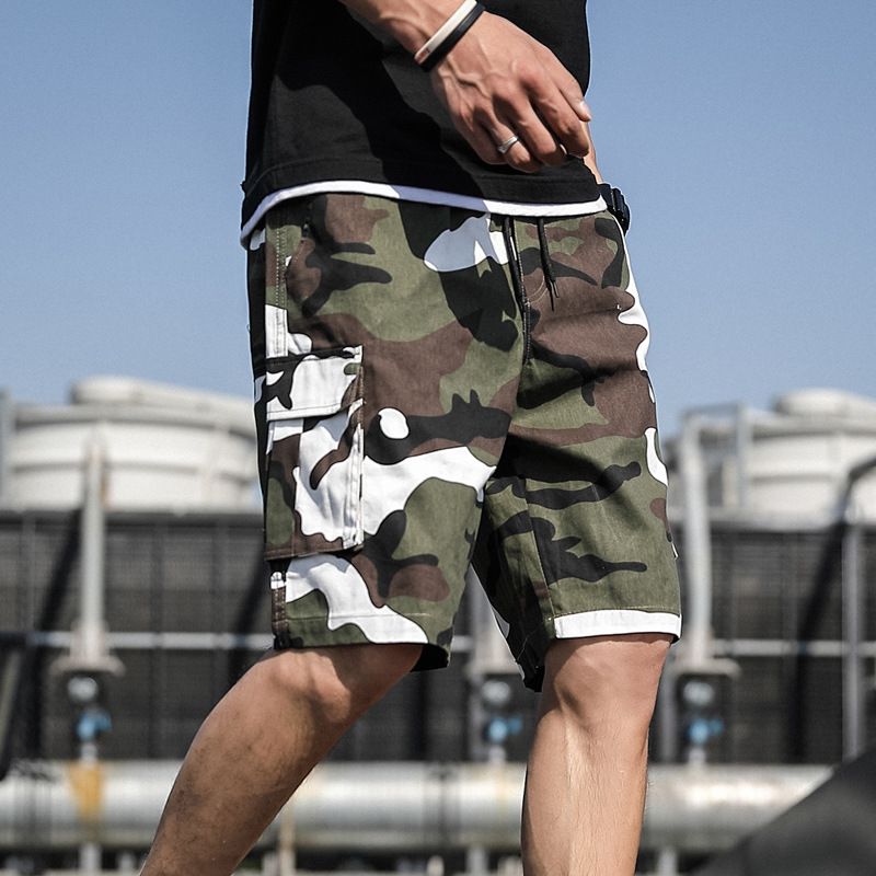 Camouflage Løse Casual Shorts Til Mænd Arbejdstøj