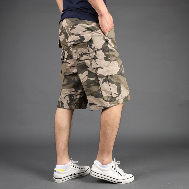 Camouflage Shorts Mænd Multi-pocket Tooling Fem Point