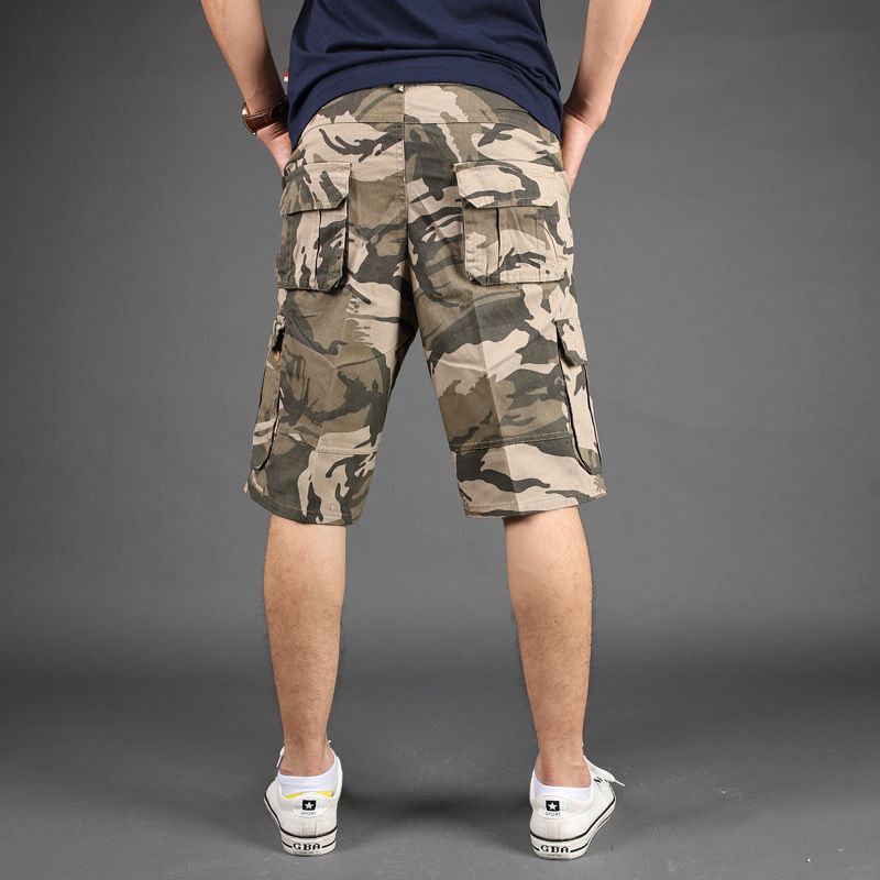 Camouflage Shorts Mænd Multi-pocket Tooling Fem Point