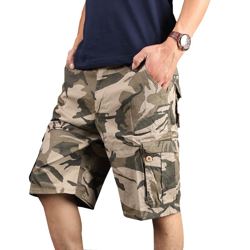 Camouflage Shorts Mænd Multi-pocket Tooling Fem Point