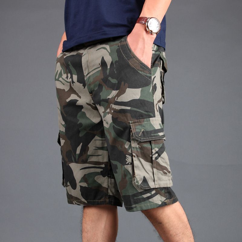 Camouflage Shorts Mænd Multi-pocket Tooling Fem Point